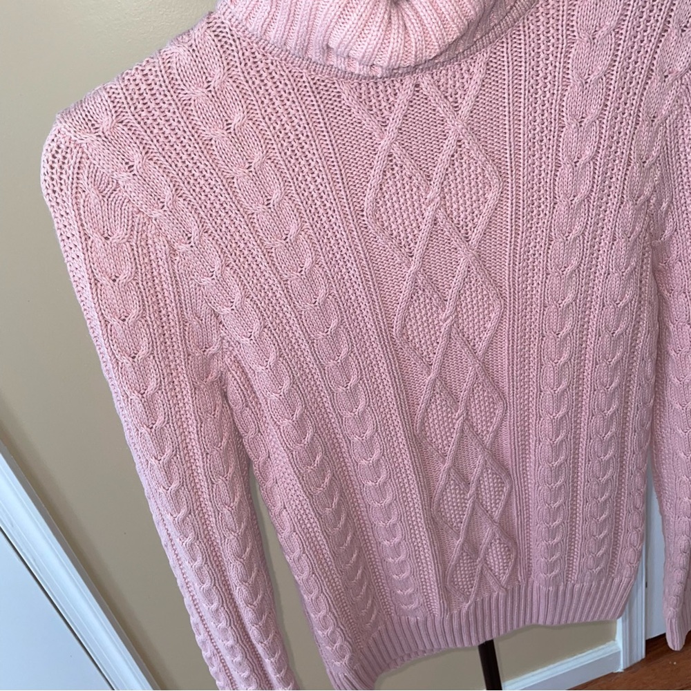 Pria Baby Pink Cable Knit Turtleneck Sweater - Picture 6 of 6